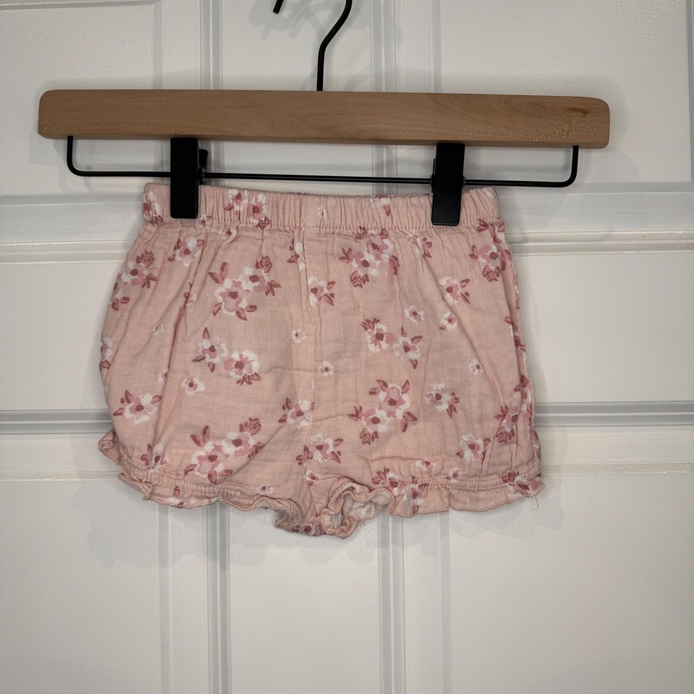 Tahari Girl‎ Pink Floral Muslin Ruffle Hem Shorts Toddler Size 4T